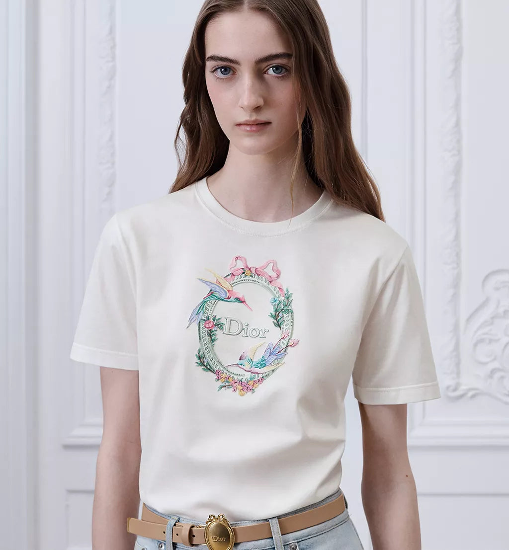 Dior Qixi Embroidered Fitted T-Shirt