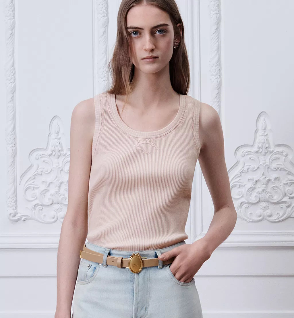 Embroidered Fitted Tank Top