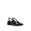 Louis Vuitton Shake Slingback Pump in black lambskin with a Malletage-patterned block heel and LV accessory for a refined statement look.
