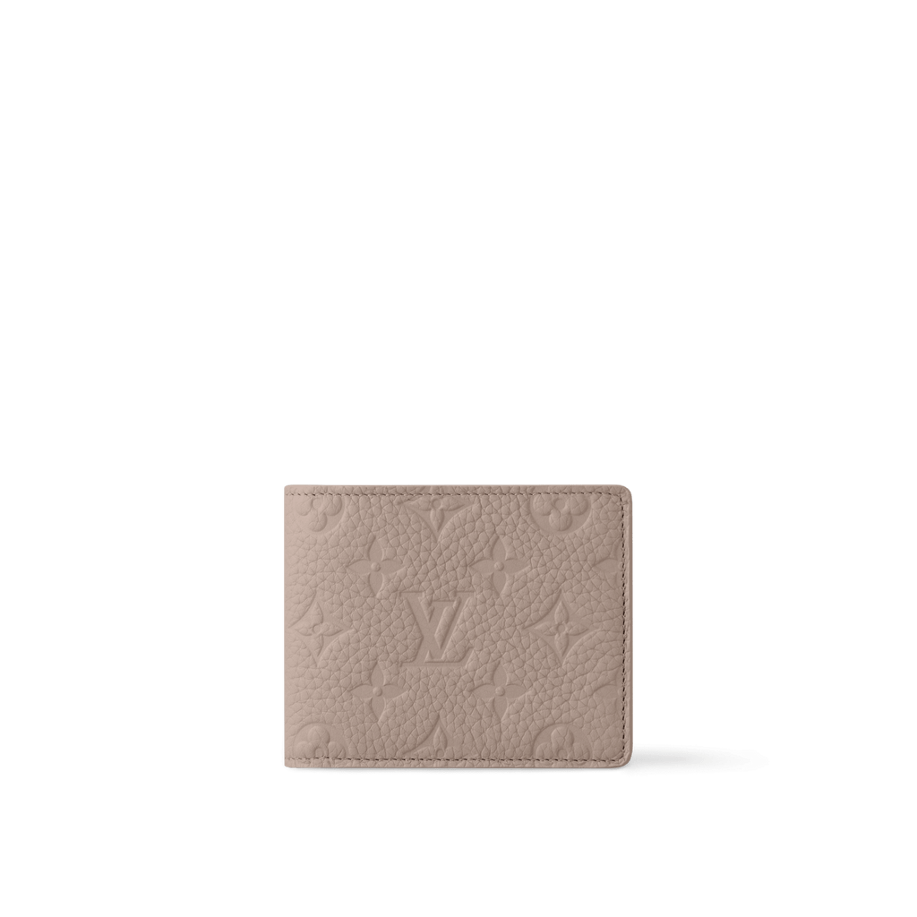 Louis Vuitton Multiple Wallet in Misty Lake Green Taurillon Monogram cowhide leather, featuring embossed detailing, a sleek design, and multiple compartments for daily essentials.