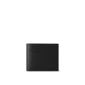 Louis Vuitton Marco Wallet in Black Taiga leather with four card slots, two bill compartments, and a coin pocket.