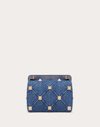 MEDIUM ROMAN STUD THE SHOULDER BAG IN DENIM WITH CHAIN