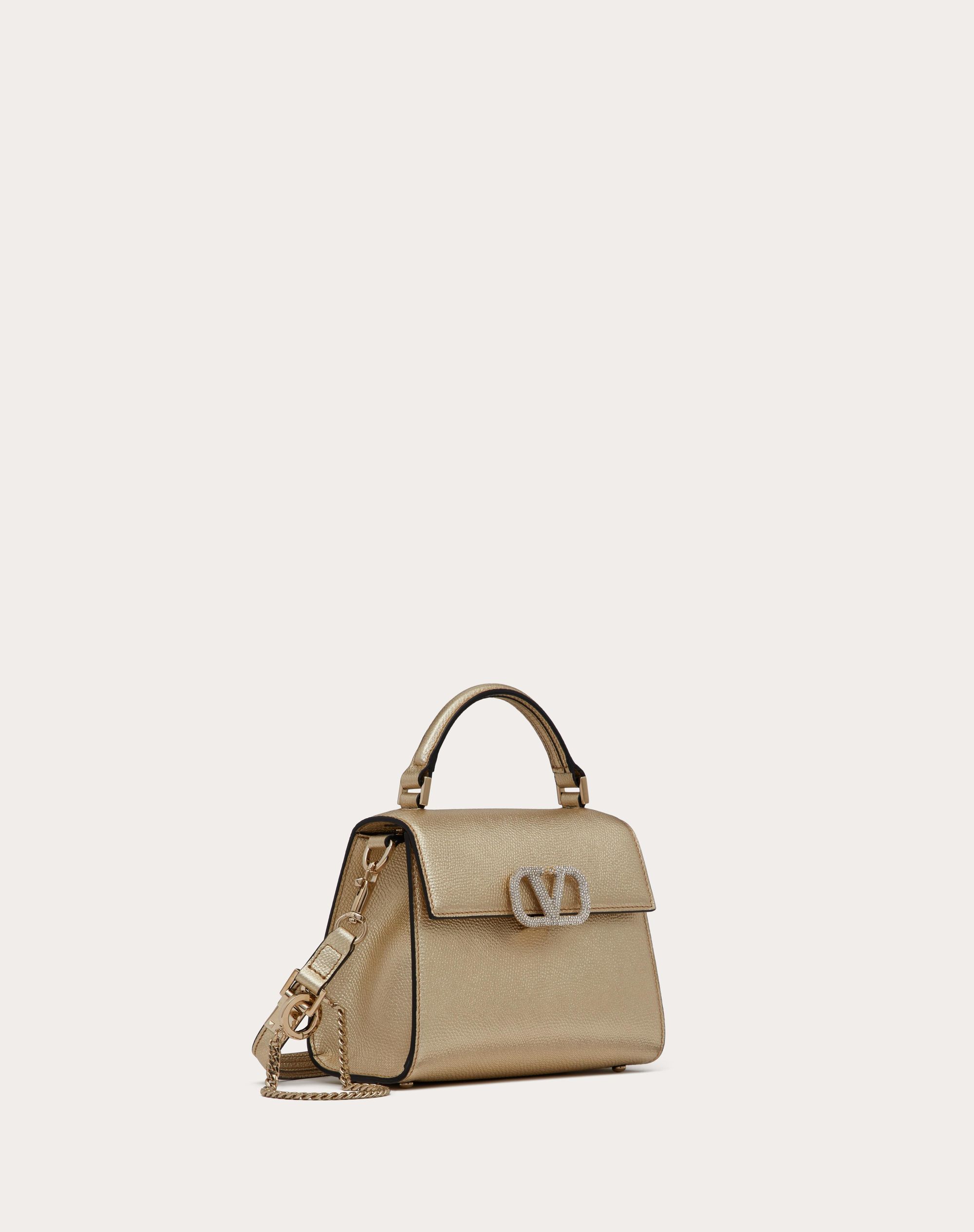 MINI VSLING HANDBAG IN METALLIC GRAINY CALFSKIN