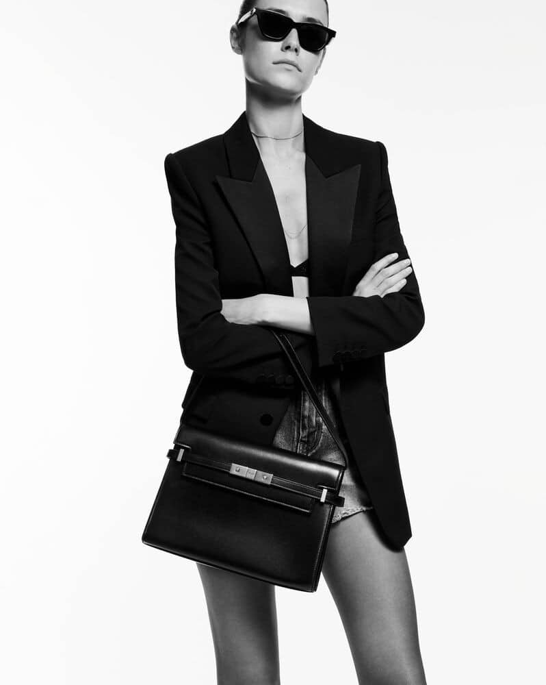 MANHATTAN SHOULDER BAG IN BOX SAINT LAURENT LEATHER
