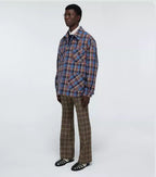 GUCCI Checked overshirt with tiger patch