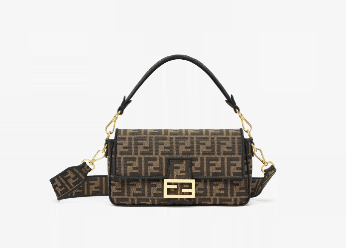 Brown FF jacquard fabric bag