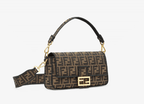 Brown FF jacquard fabric bag