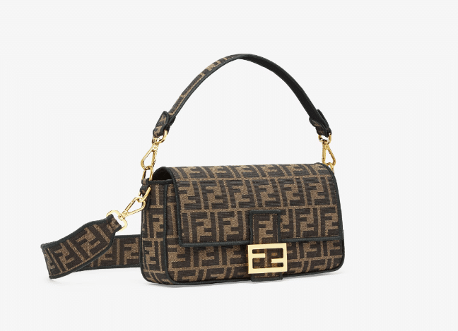 Brown FF jacquard fabric bag