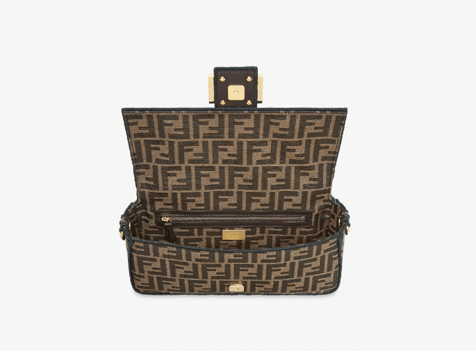 Brown FF jacquard fabric bag