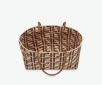 Brown FF raffia crochet Shopper