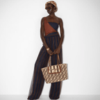 Brown FF raffia crochet Shopper