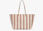 Reversible shopper in Pequin striped and beige FF fabric