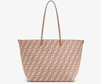 Reversible shopper in Pequin striped and beige FF fabric