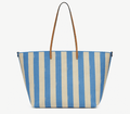 Reversible shopper in Pequin striped and beige FF fabric