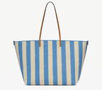 Reversible shopper in Pequin striped and beige FF fabric