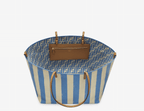 Reversible shopper in Pequin striped and beige FF fabric