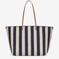 Reversible shopper in Pequin striped and beige FF fabric
