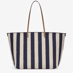 Reversible shopper in Pequin striped and beige FF fabric