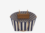 Reversible shopper in Pequin striped and beige FF fabric