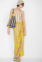 Reversible shopper in Pequin striped and beige FF fabric