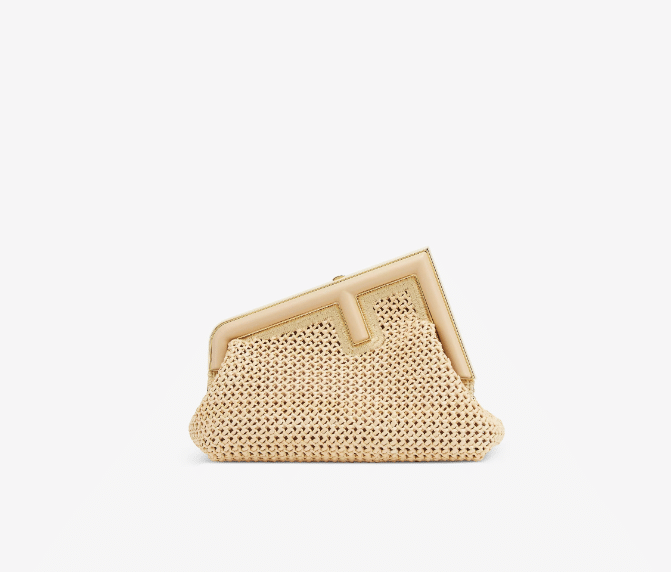 Fendi First Small Beige macramé bag