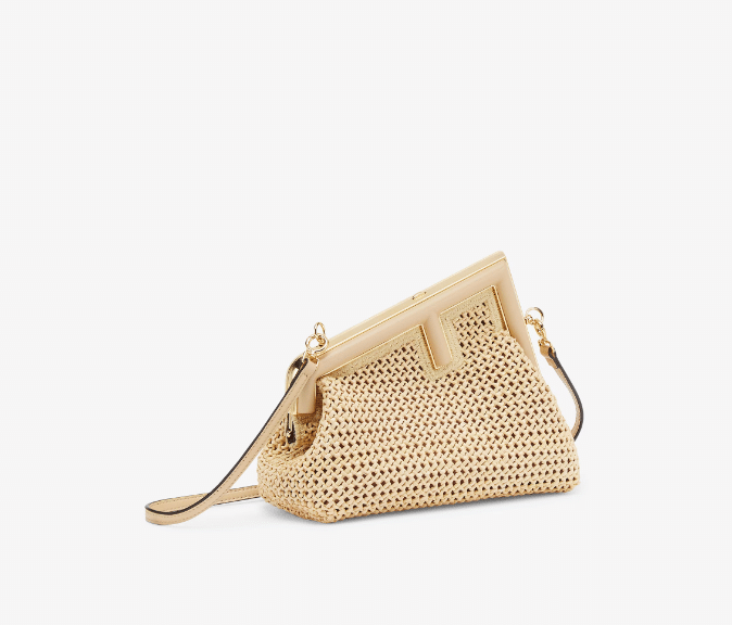 Fendi First Small Beige macramé bag