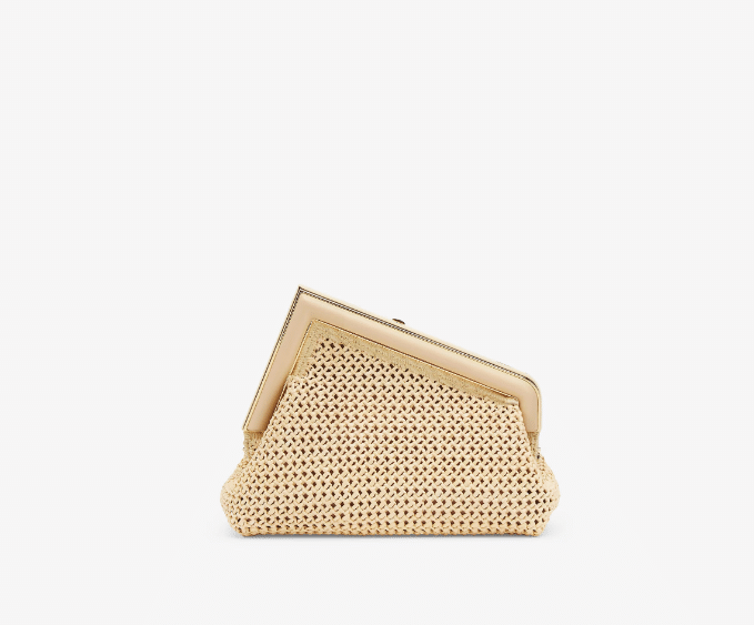 Fendi First Small Beige macramé bag