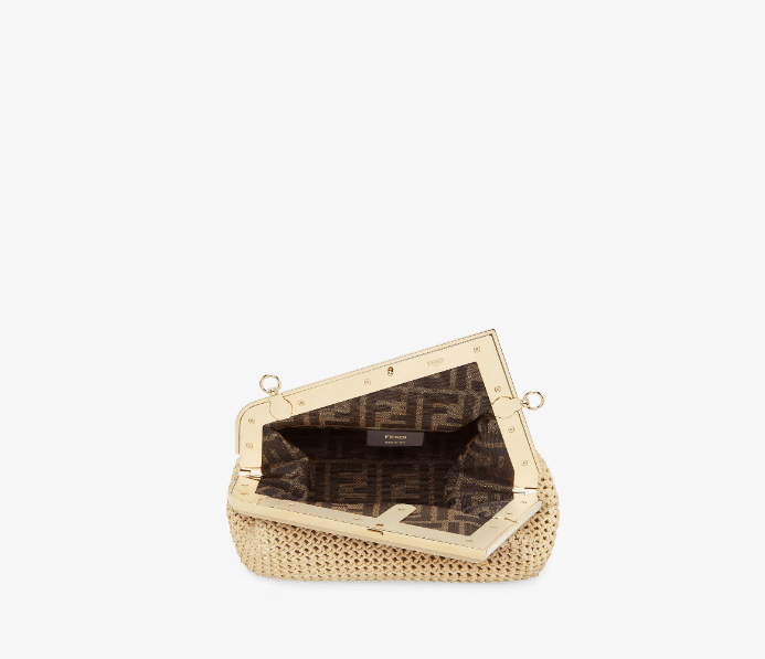 Fendi First Small Beige macramé bag