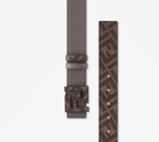 Grey leather reversible belt