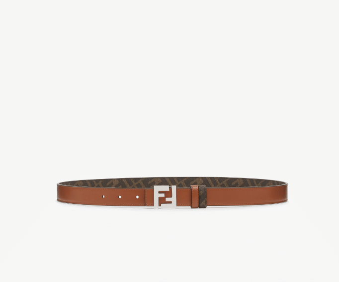 Leather and brown FF reversible belt