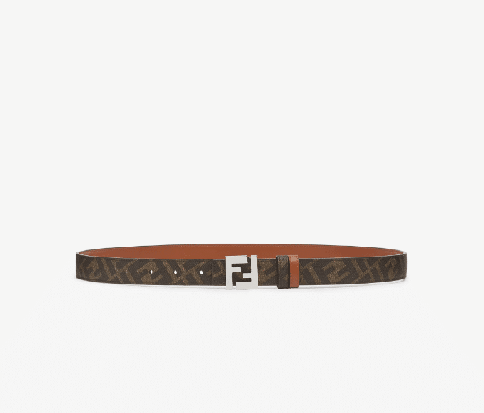 Leather and brown FF reversible belt