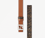 Leather and brown FF reversible belt