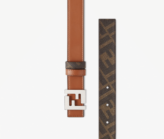 Leather and brown FF reversible belt