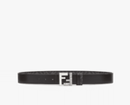 Black leather and black FF canvas reversible belt