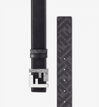 Black leather and black FF canvas reversible belt