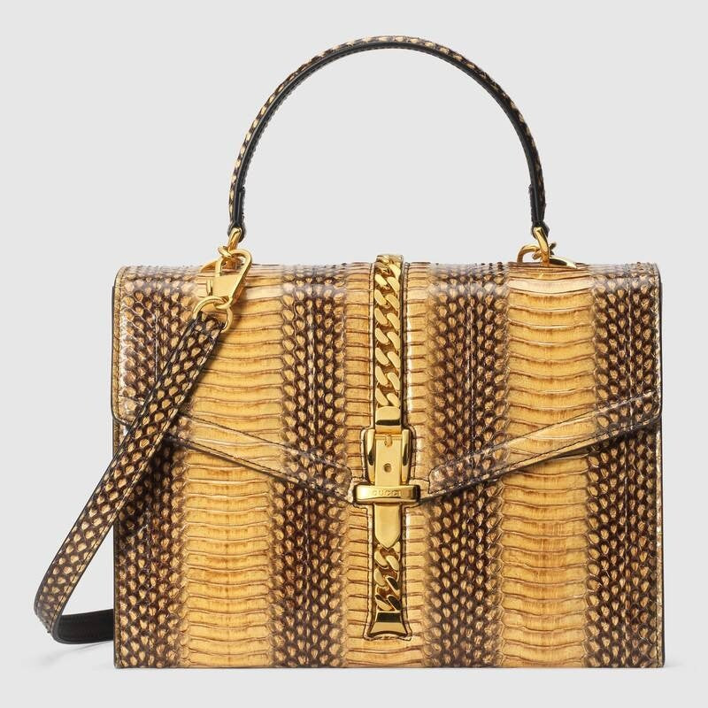 Gucci Sylvie 1969 snakeskin small top handle bag