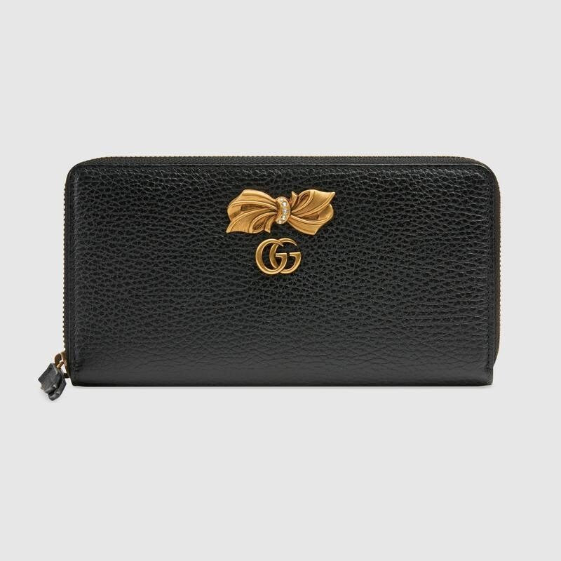 Gucci Leather zip around wallet with bow