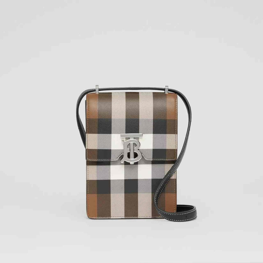 Burberry Check Print Leather Robin Bag