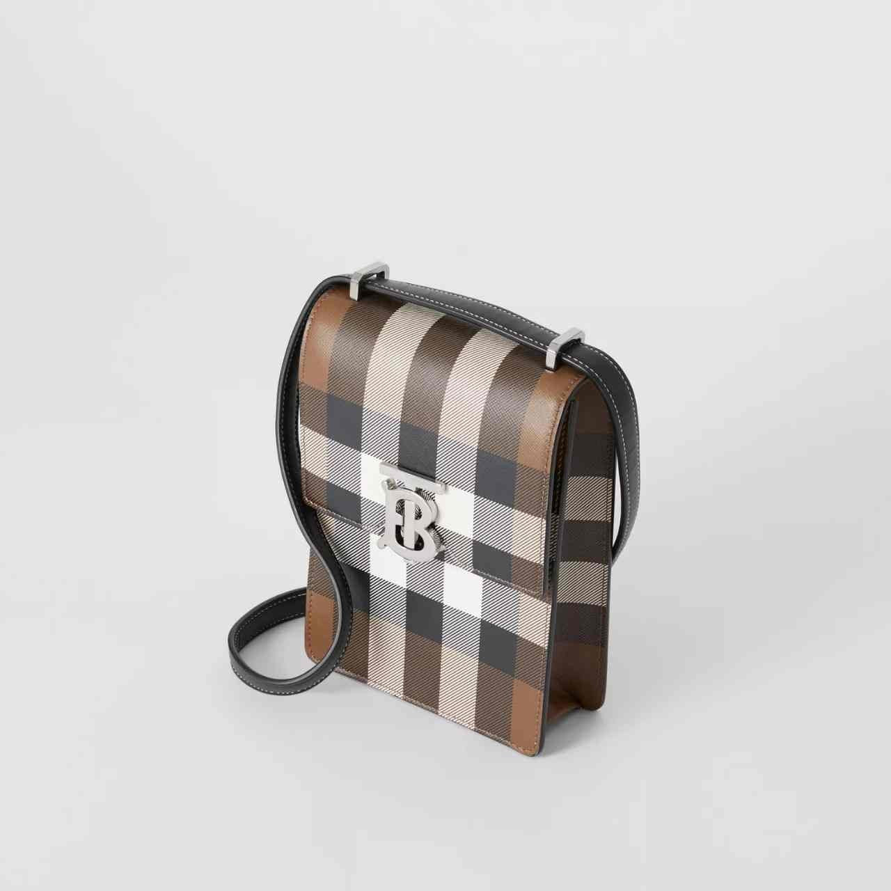 Burberry Check Print Leather Robin Bag