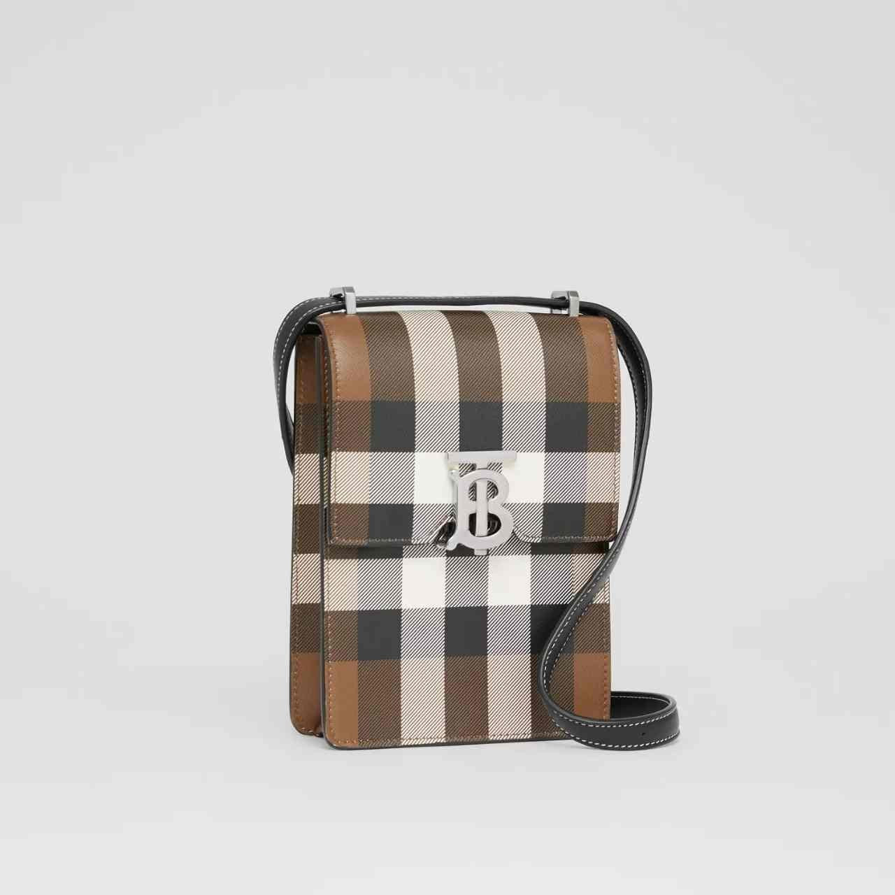 Burberry Check Print Leather Robin Bag