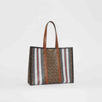 Burberry Monogram Stripe E-canvas Tote Bag