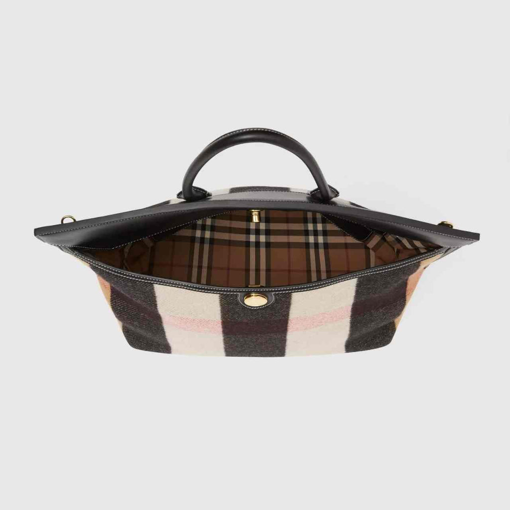 Burberry Check Merino Wool Cashmere Society Top Handle Bag