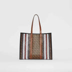 Burberry Monogram Stripe E-canvas Tote Bag