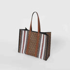 Burberry Monogram Stripe E-canvas Tote Bag