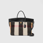 Burberry Check Merino Wool Cashmere Society Top Handle Bag