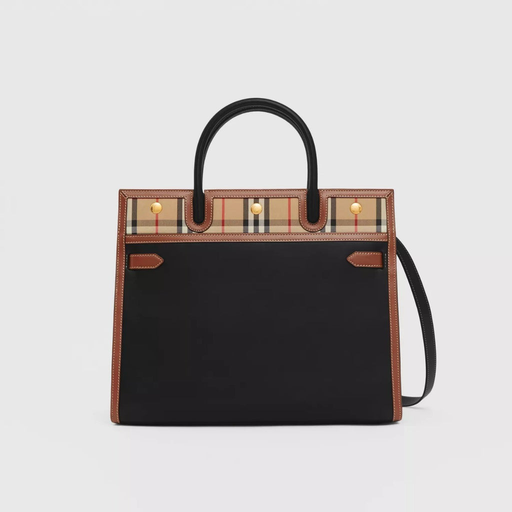 Burberry Medium Leather and Vintage Check Two-handle Title Bag