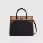 Burberry Medium Leather and Vintage Check Two-handle Title Bag