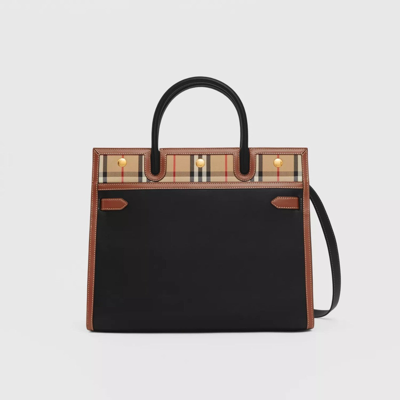 Burberry Medium Leather and Vintage Check Two-handle Title Bag