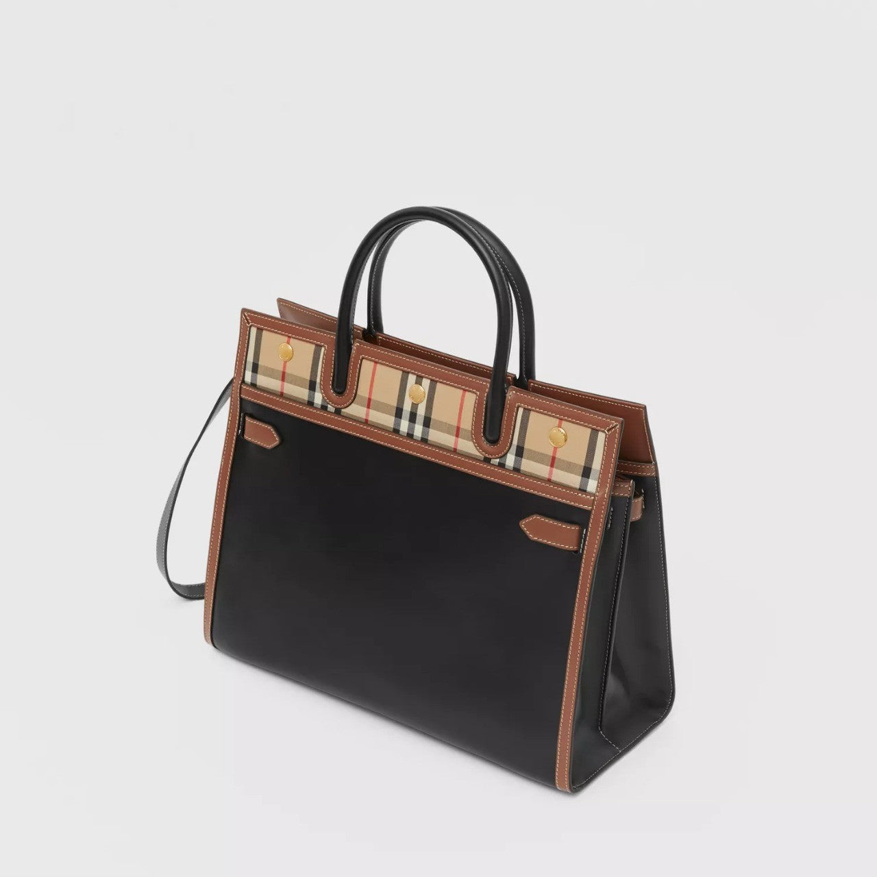 Burberry Medium Leather and Vintage Check Two-handle Title Bag