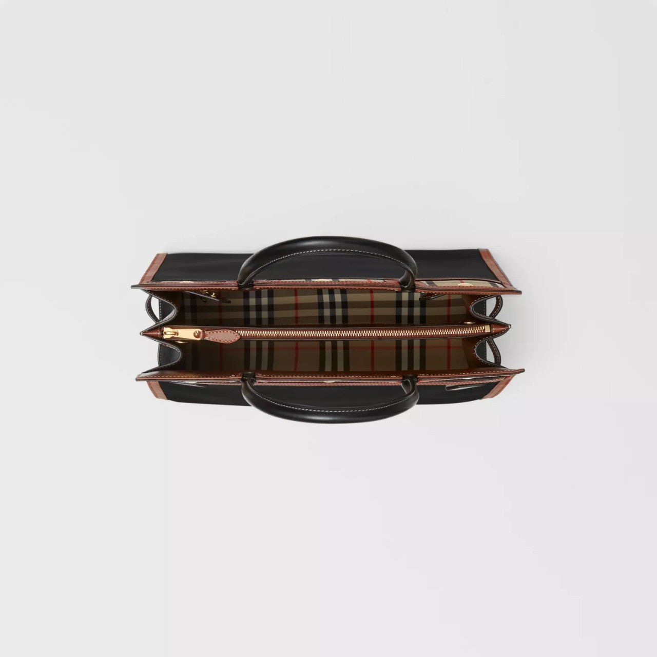 Burberry Medium Leather and Vintage Check Two-handle Title Bag